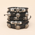 Shangjie Oem Halloween 2021 Neuankömmling Mode Lederschädel Charmalm Armband für Geschenk Multi Statement Halloween Herren Armband